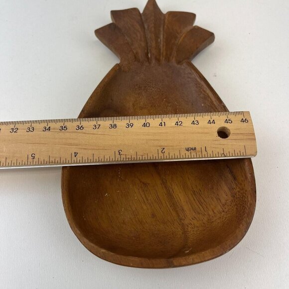 Vintage Monkey Pod Pineapple Shape Large Wooden Bowl Trinket Dish - Picture 5 of 7